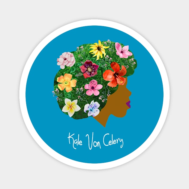 Kale Von Celery Floral Afro Magnet by Kale Von Celery